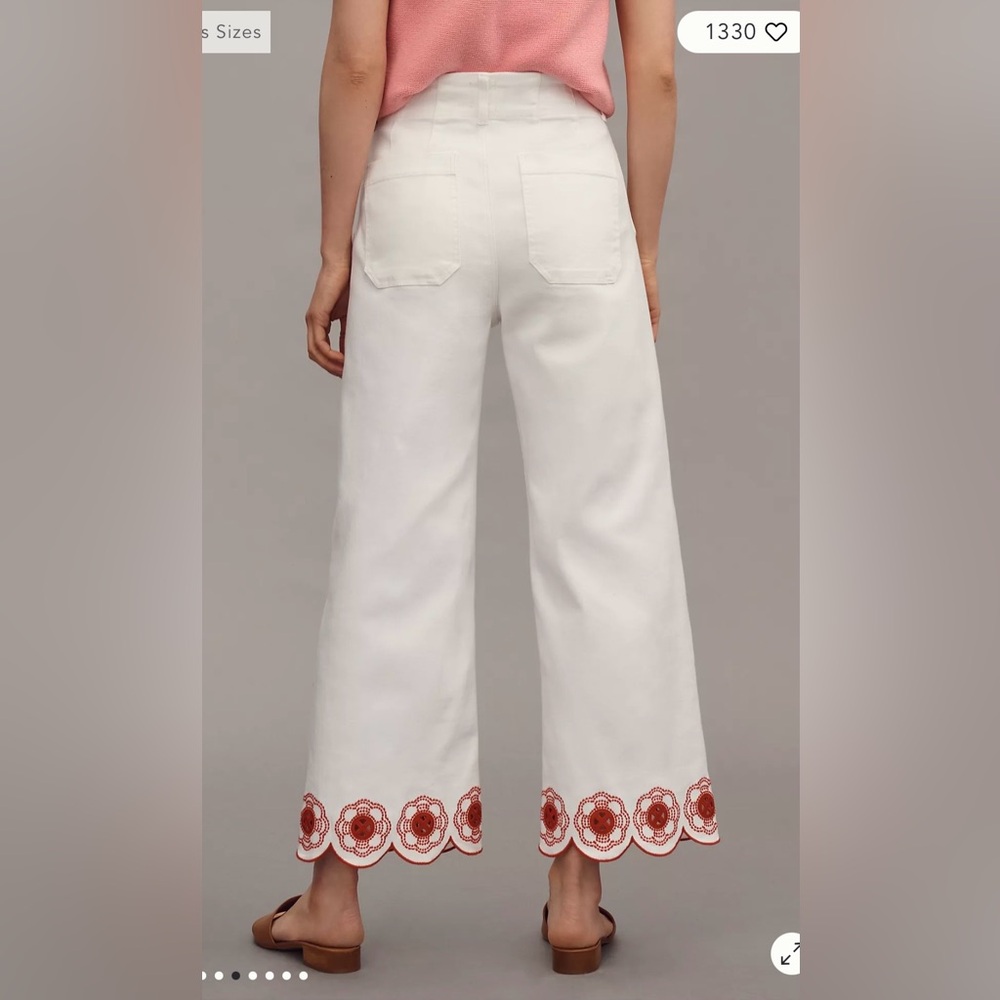 NWOT size 29 Anthropologie Maeve The Colette Scallop-Hem Crop Wide-Leg Jeans - Picture 3 of 7